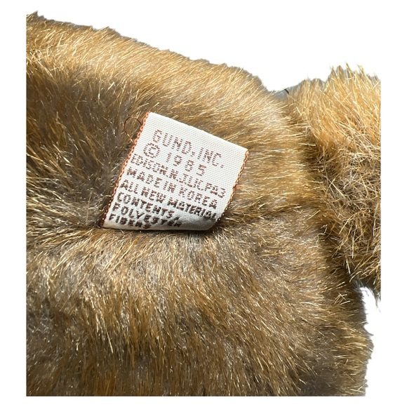 Gund 1985 Bunny Rabbit Plush Realistic Brown Sitting Pink Bow 10" Suede Paws - Picture 7 of 8